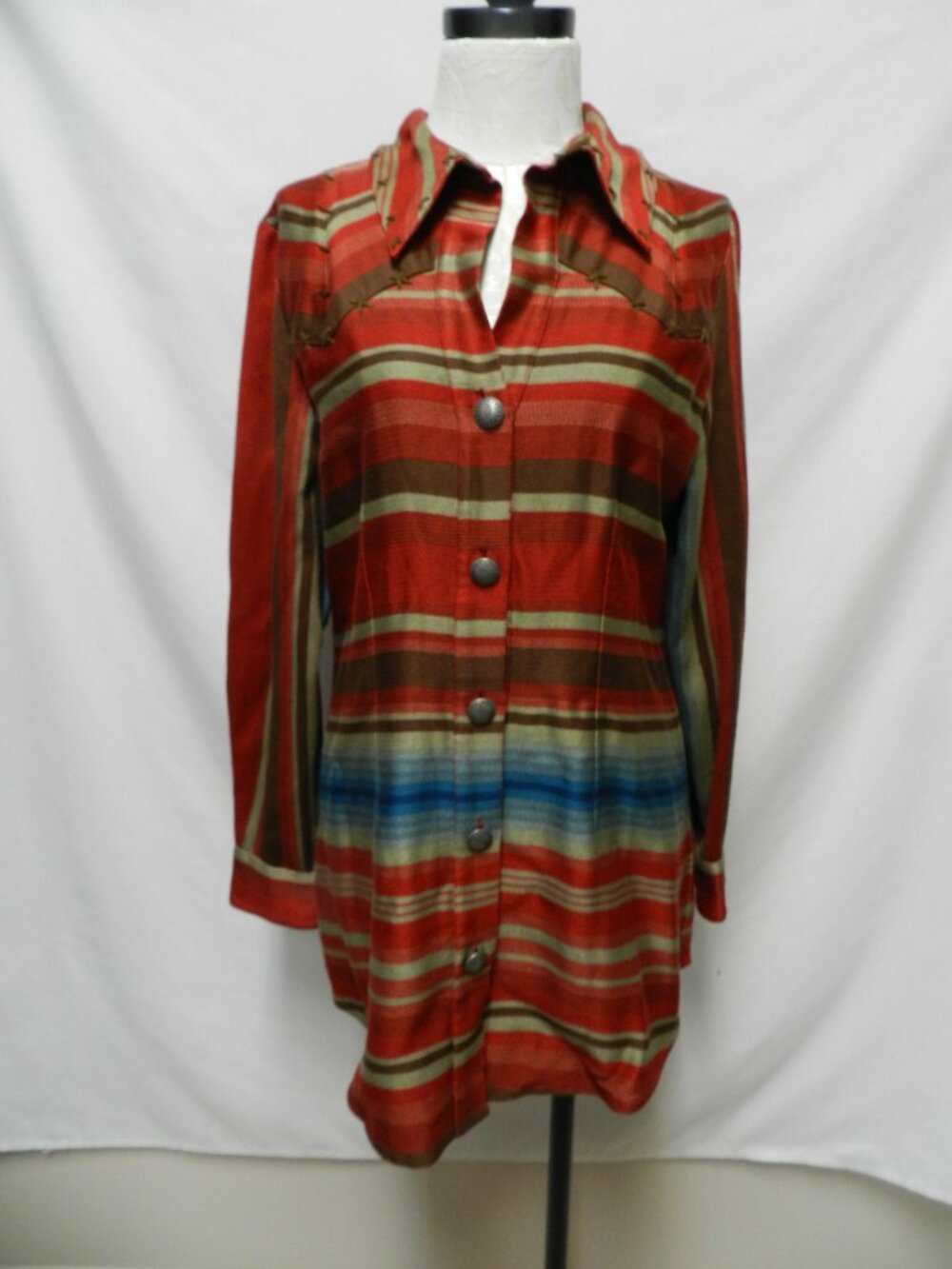 Roja Southwest blanket button Serape tunic top blouse Collar Size Sz Large Lg L